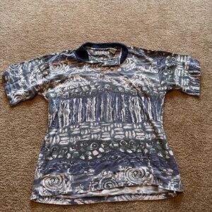 Vtg Bugle Boy Blue abstract polo shirt Sz xl